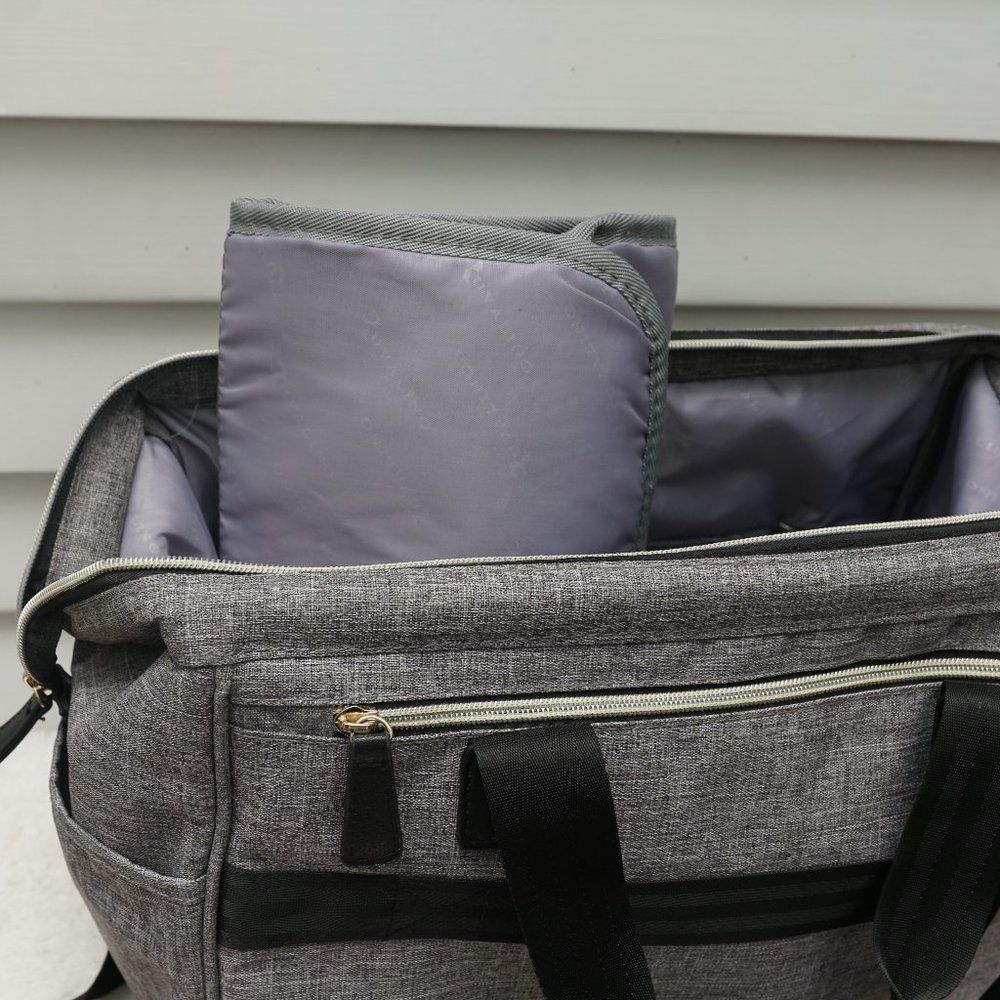 Ruvalino Grey Black Carryall Travel Tote Diaper Bag - Picture 12 of 15